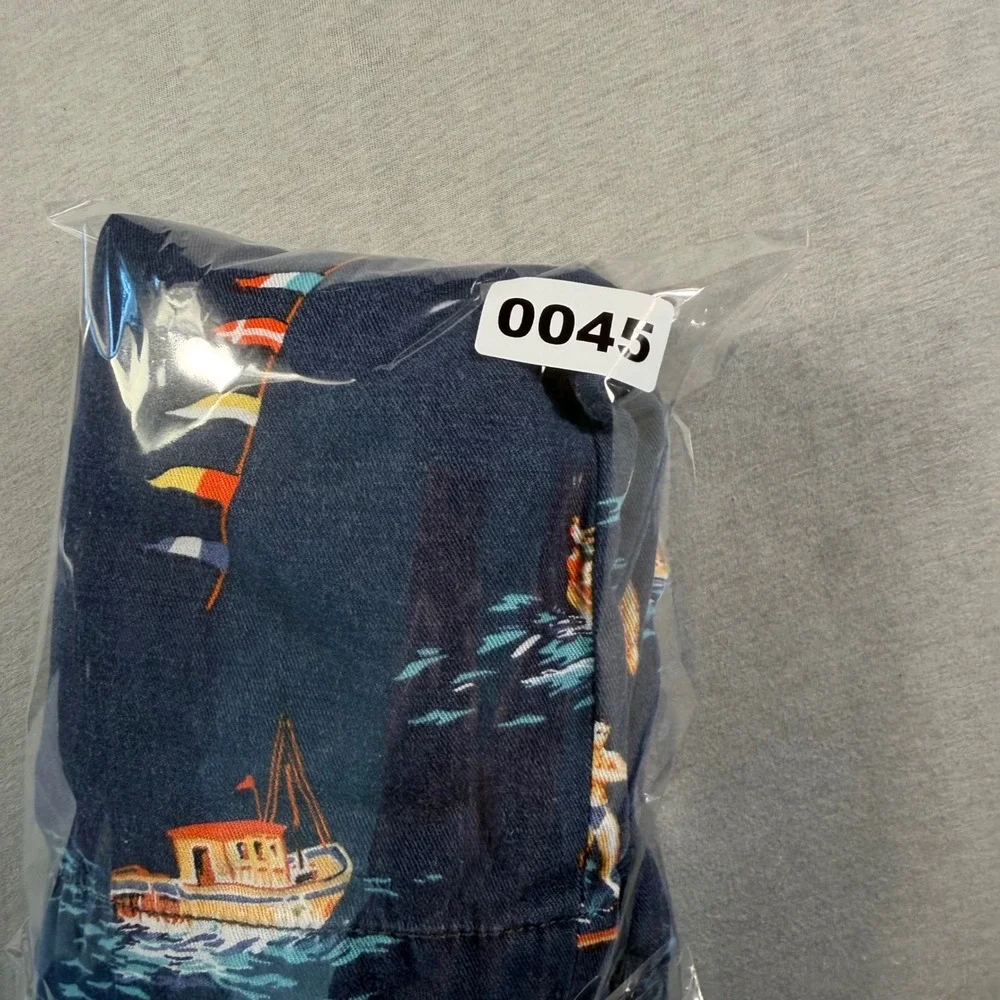 Polo Ralph Lauren Mens Navy Nautical Boat Swimmer Print Cotton Linen Shorts 35